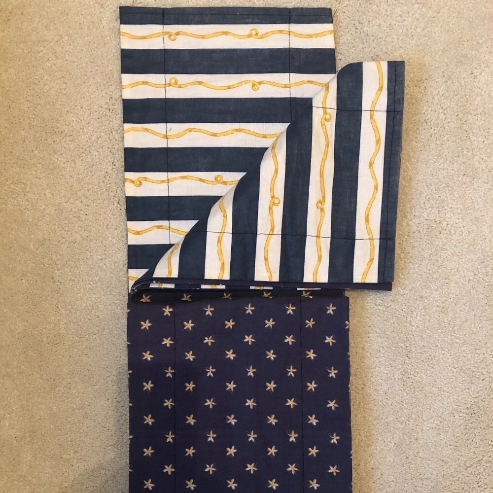 Vintage Custom Made Reversible Valance Kids Room Navy Wht Yellow Sz OS No Tags
